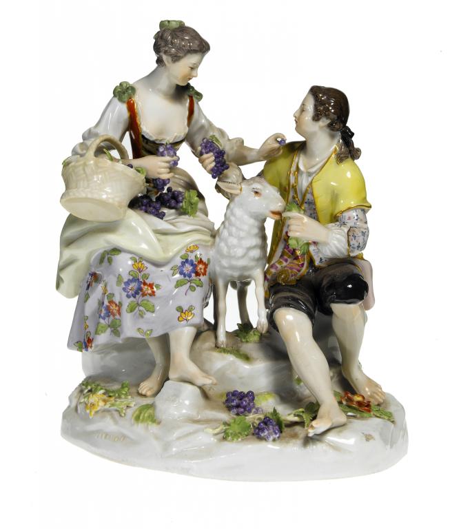 Appraisal: A MEISSEN GROUP OF GRAPE HARVESTERS the barefoot young lovers