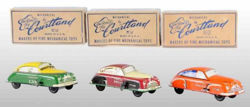 Appraisal: Lot of Tin Courtland Vehicle Wind-Up Toys Description American Includes