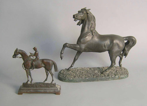 Appraisal: Bronze horse signed Lenardez h together with a horse doorstop