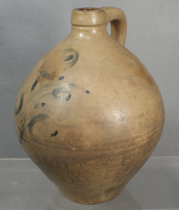 Appraisal: gal blue decorated stoneware ovoid jug H Clark Co Rochester