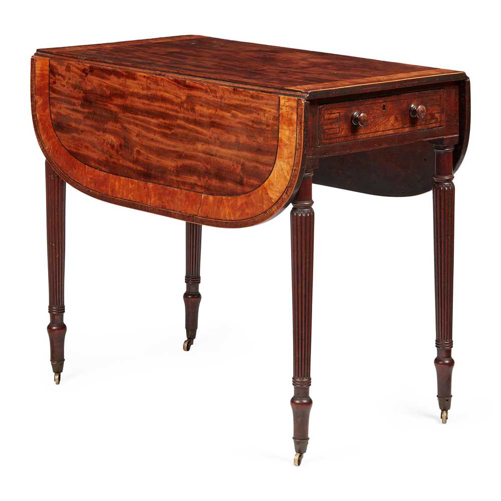 Appraisal: REGENCY MAHOGANY AND SATINWOOD PEMBROKE TABLE IN THE MANNER OF