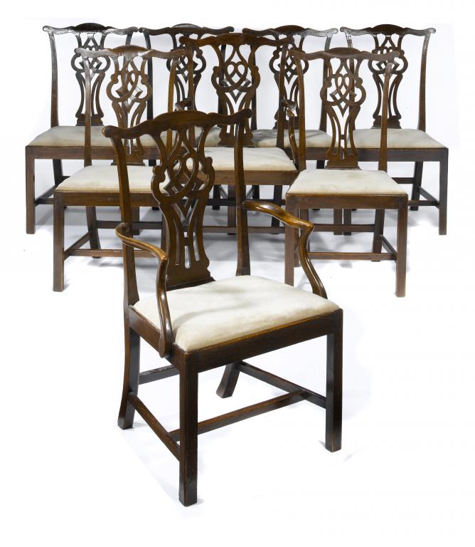 Appraisal: A SET OF EIGHT GEORGE III OAK DINING CHAIRS with