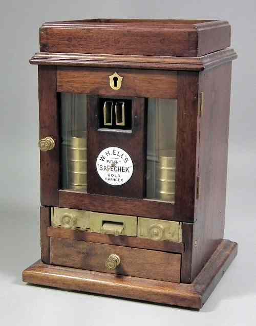 Appraisal: A late Victorian mahogany and brass mounted ''Safe Chek'' gold