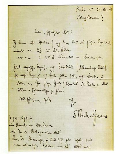 Appraisal: piece Autograph Letter Signed Strauss Richard Berlin p sm to