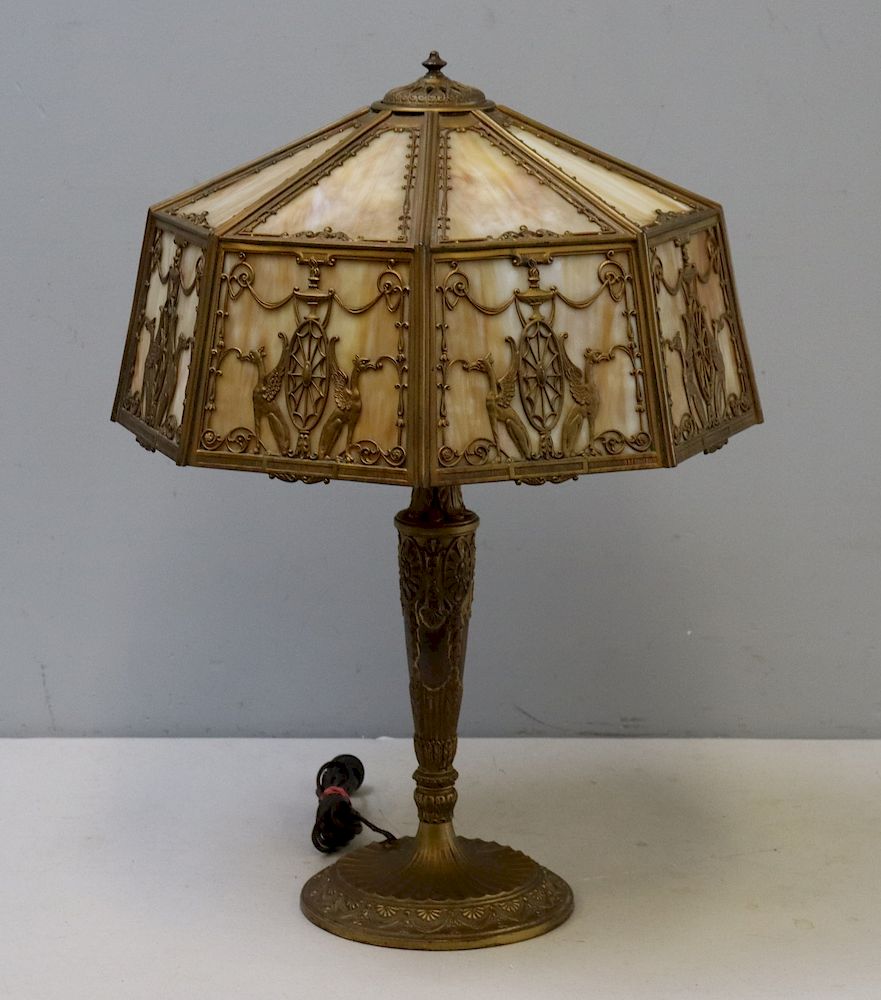 Appraisal: Antique Gilt Metal Arts And Crafts Table Lamp Apparently unsigned