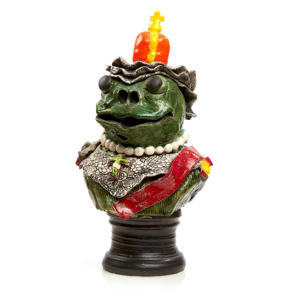 Appraisal: Ceramic Bust David Gilhooly III - Frog Victoria Large ceramic