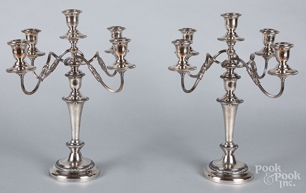 Appraisal: Pair of large silver plated candelabra Pair of large silver