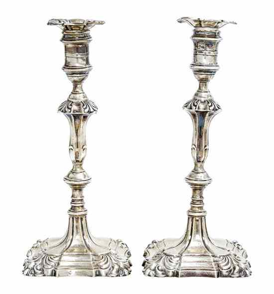 Appraisal: A Pair of English Silver Candlesticks Thomas A Scott Sheffield