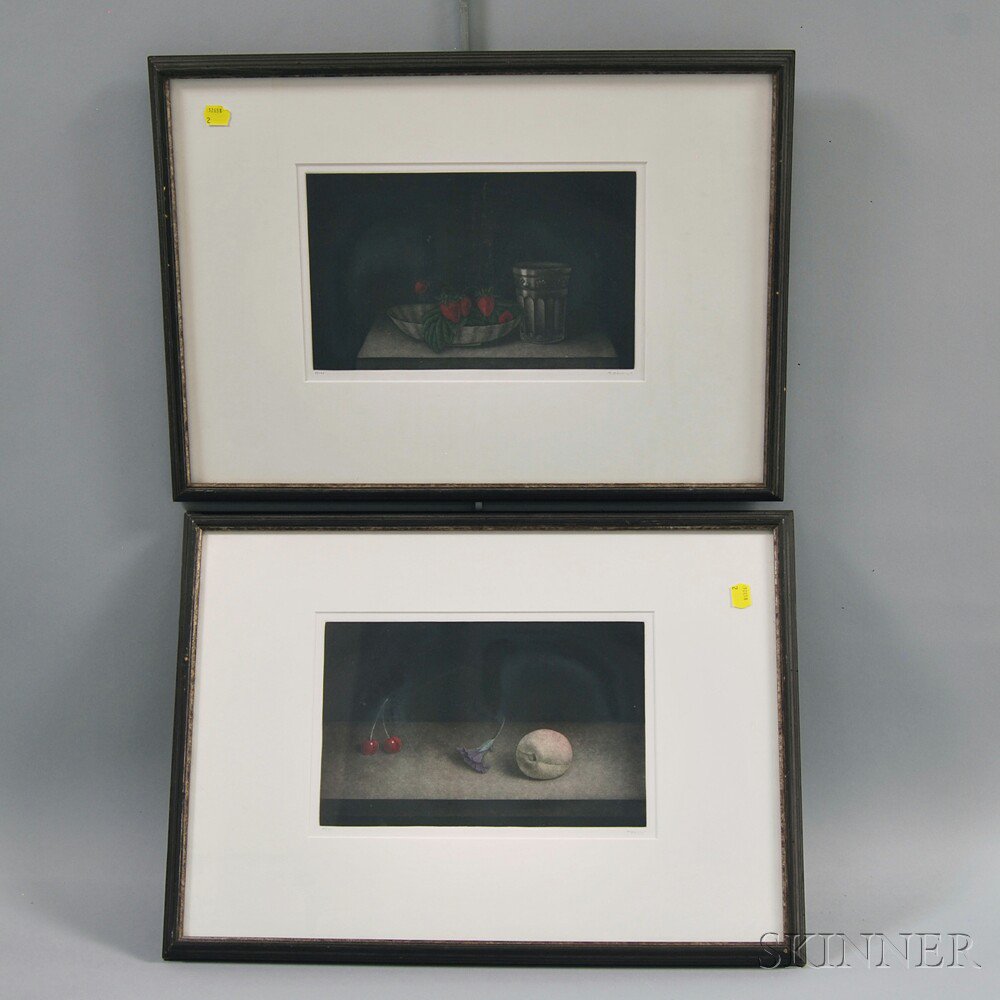 Appraisal: Tomoe Yokoi Japanese b Two Still Lifes Peach Flower and