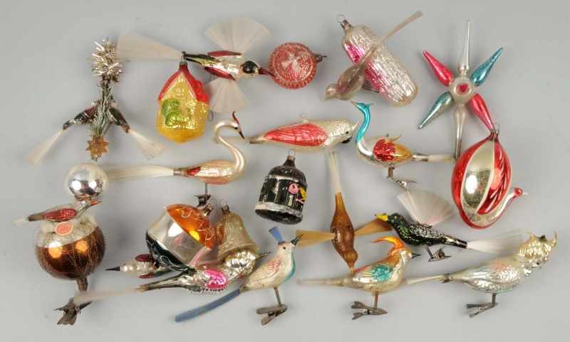 Appraisal: Lot of Christmas Ornaments Description Includes ten birds Nice grouping