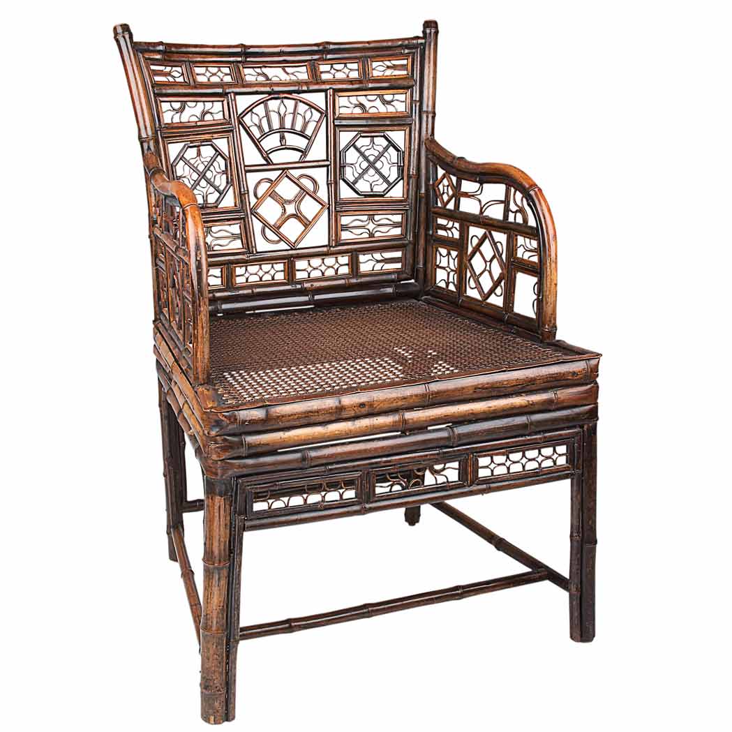 Appraisal: Victorian Bamboo Armchair th Century In the Brighton Pavilion manner