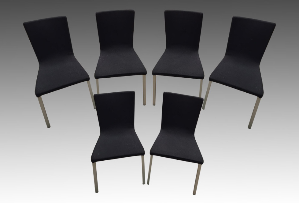 Appraisal: ITALIAN CALLIGARIS MODERN SIDE CHAIRS Black cloth upholstery with grey