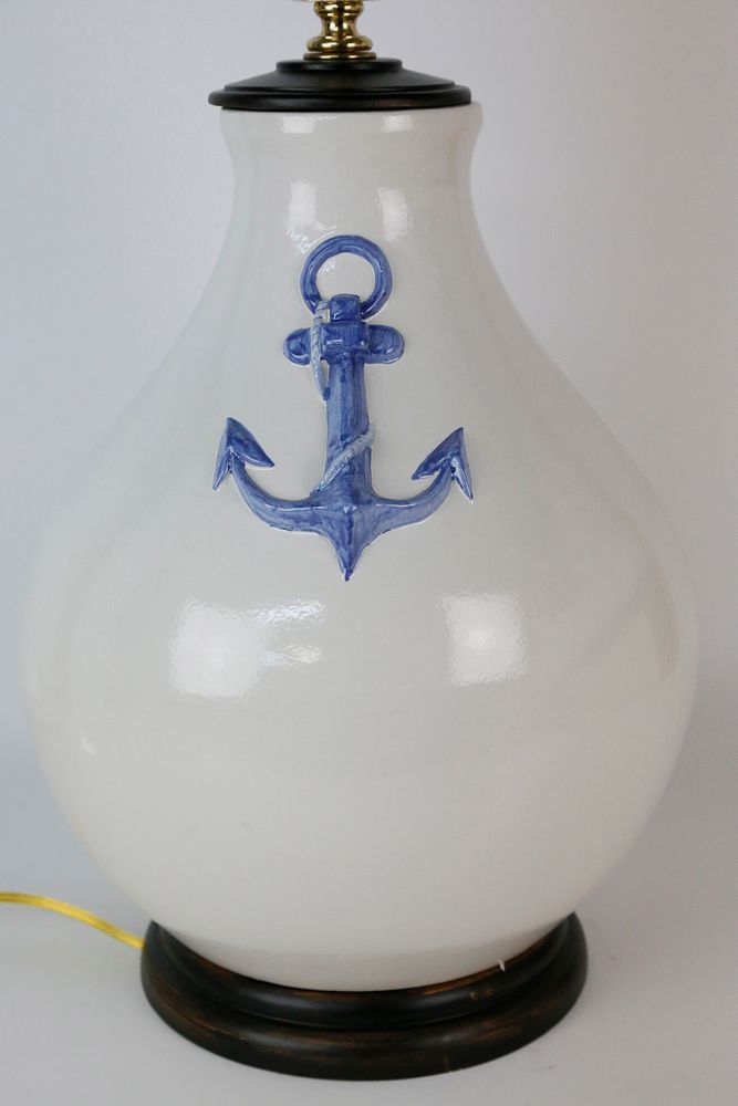 Appraisal: Contemporary Anchors Ceramic Lamp Contemporary Anchors Ceramic Lamp with raised