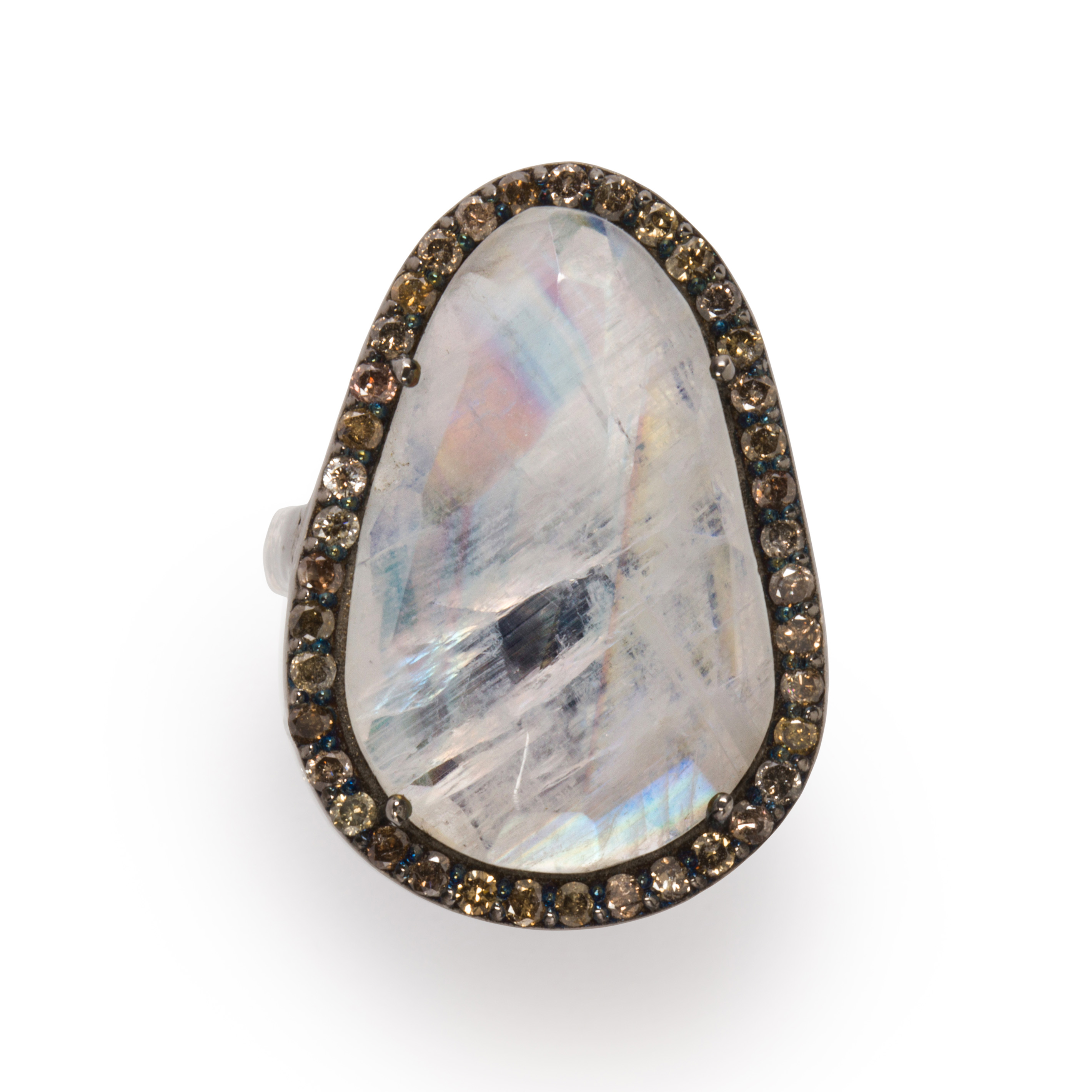 Appraisal: A MOONSTONE AND DIAMOND RING A moonstone and diamond ring