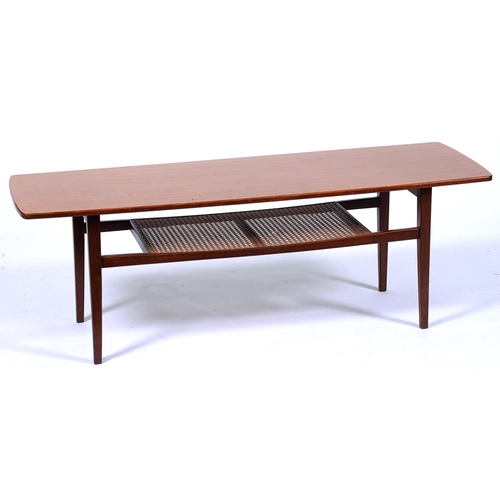 Appraisal: A hardwood coffee table c with caned undertier cm h