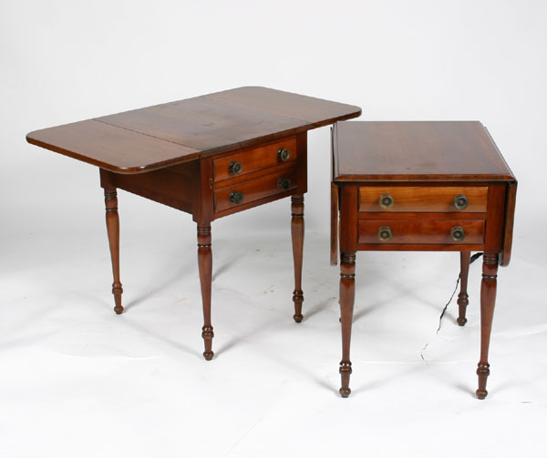 Appraisal: Pair cherry lamp tables stands tapered legs two curved front