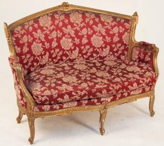 Appraisal: TH C LOUIS XV STYLE CARVED GILTWOOD CANAPE TH C