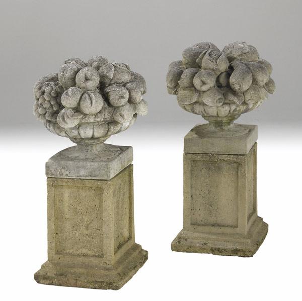 Appraisal: GARDEN STATUARY Pair of baskets laden with fruit th C