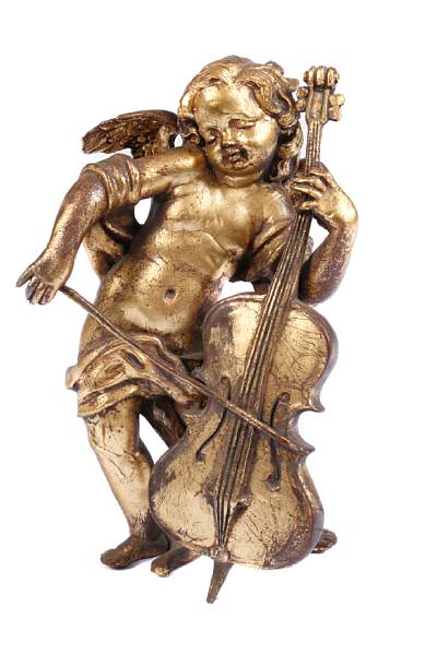 Appraisal: A group of three Italian gilt wood cherubs largest height