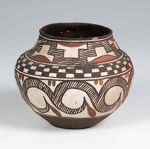 Appraisal: Acoma Laguna Polychrome Olla concave base with stylized wing designs