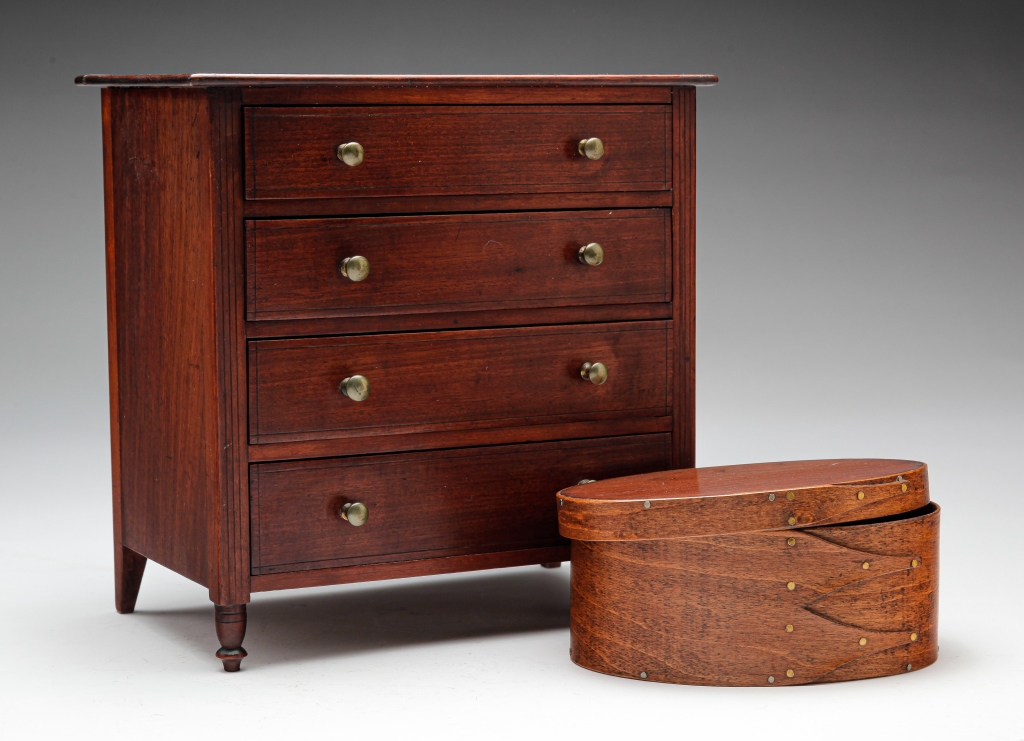 Appraisal: AMERICAN BOX AND MINIATURE CHEST Second half th-late th century