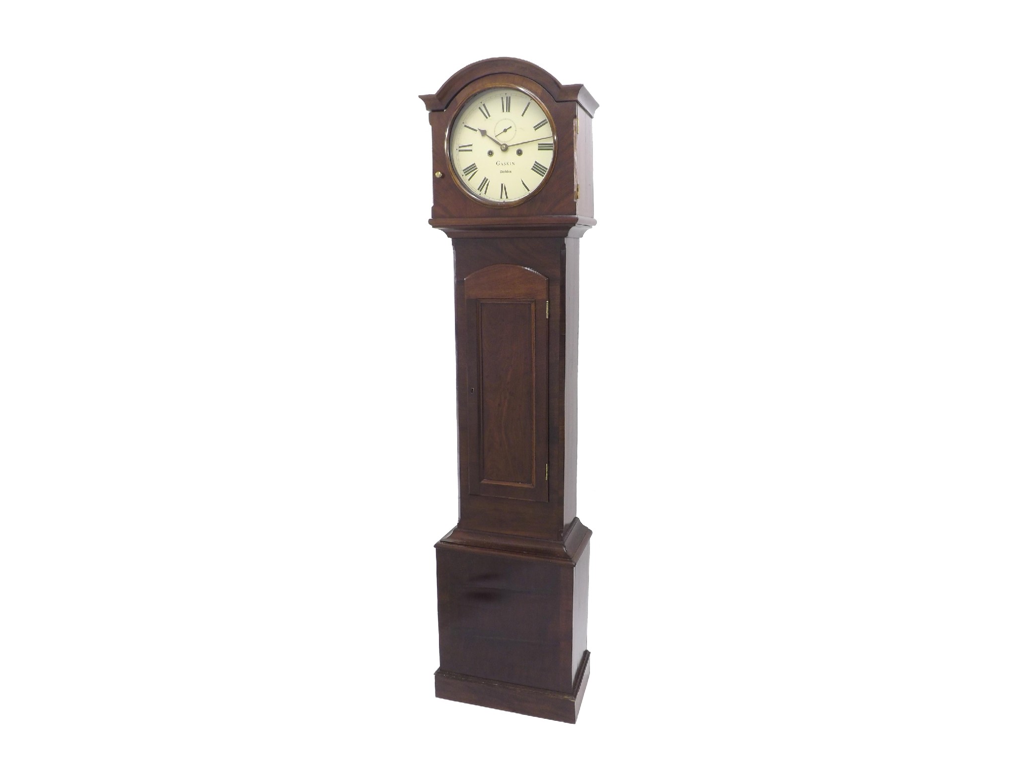 Appraisal: Irish mahogany eight day longcase clock the cream painted dial