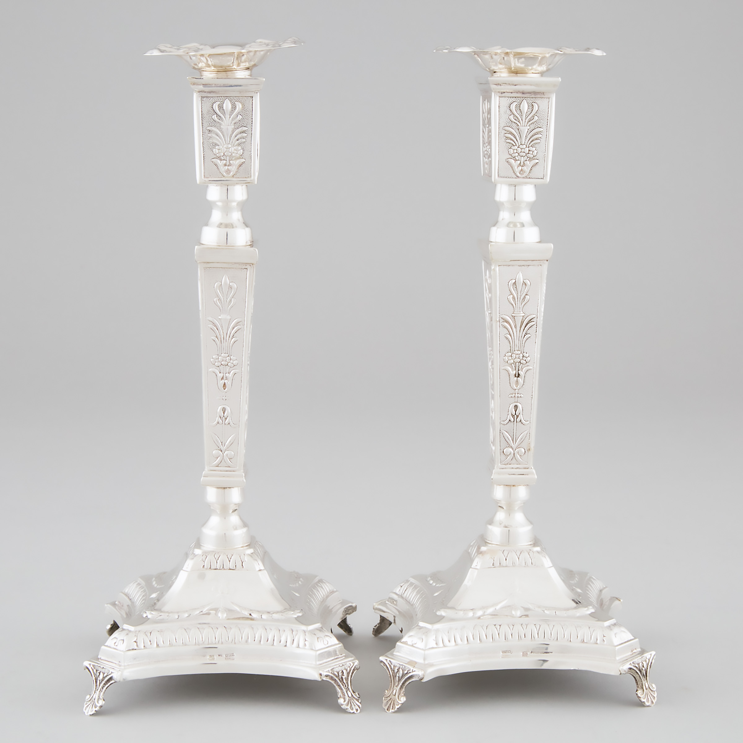 Appraisal: Pair of Israeli Silver Table Candlesticks Ezada th century height