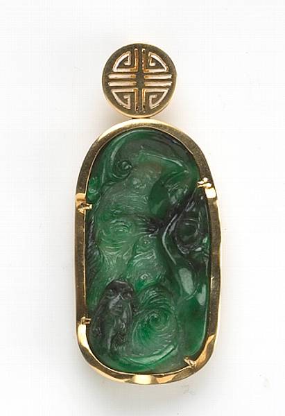 Appraisal: A jadeite jade and k gold pendant