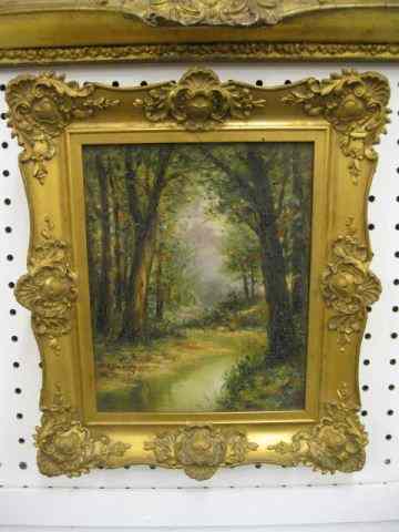 Appraisal: W E Hardy Oil on Board landscape with stream late