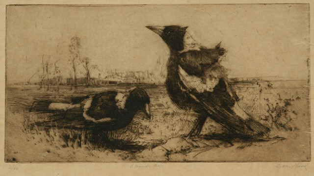 Appraisal: Sydney Long - A Windy Day etching signed 'Sydney Long'