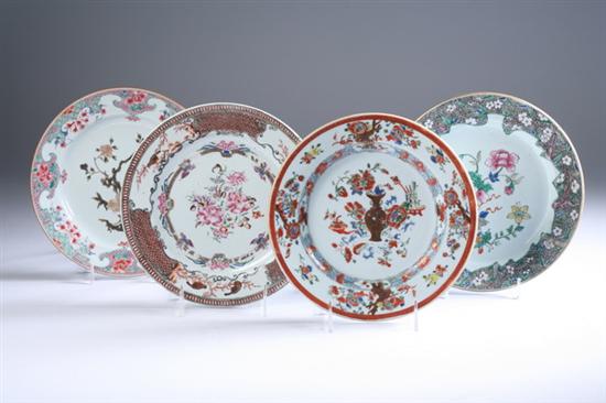 Appraisal: FOUR CHINESE FAMILLE ROSE PORCELAIN PLATES Yongzheng and Qianlong period