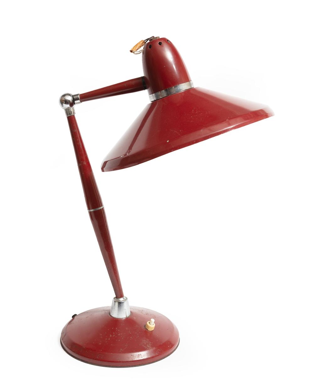 Appraisal: Hoogervorst-Style Desk Lamp c s enameled and chrome metal h