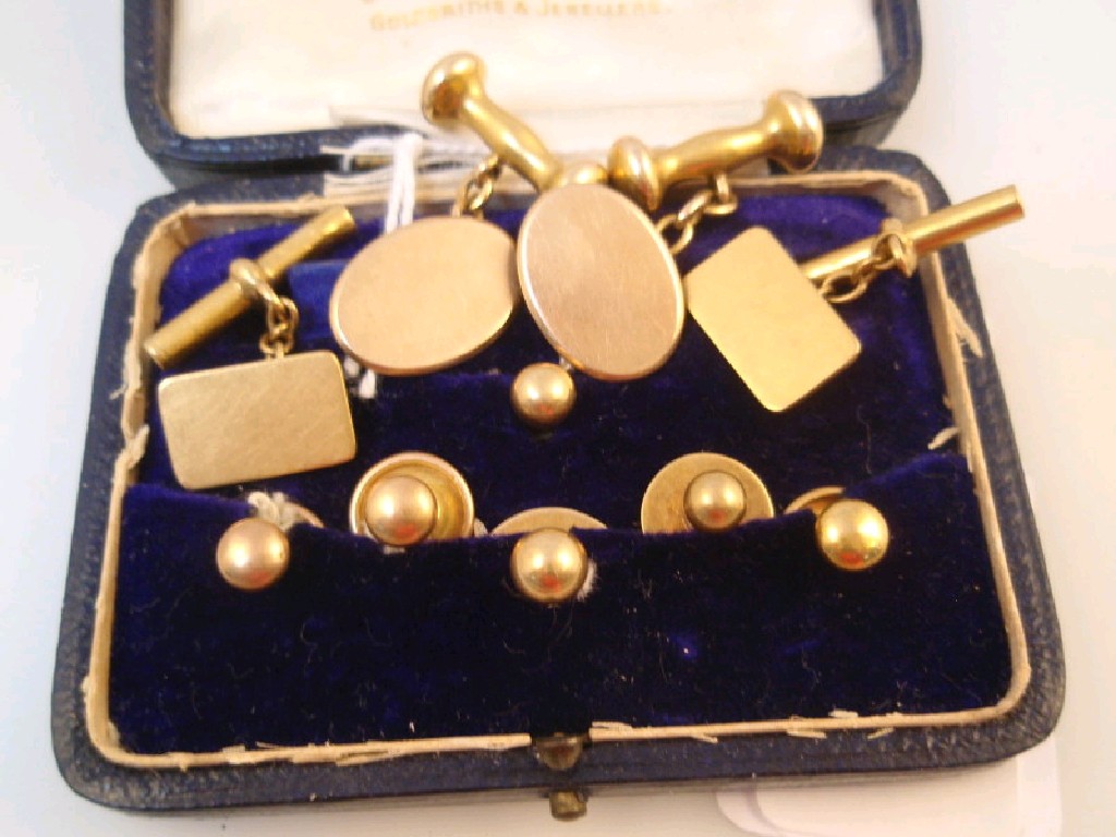 Appraisal: Two sets of yellow metal cufflinks and studs