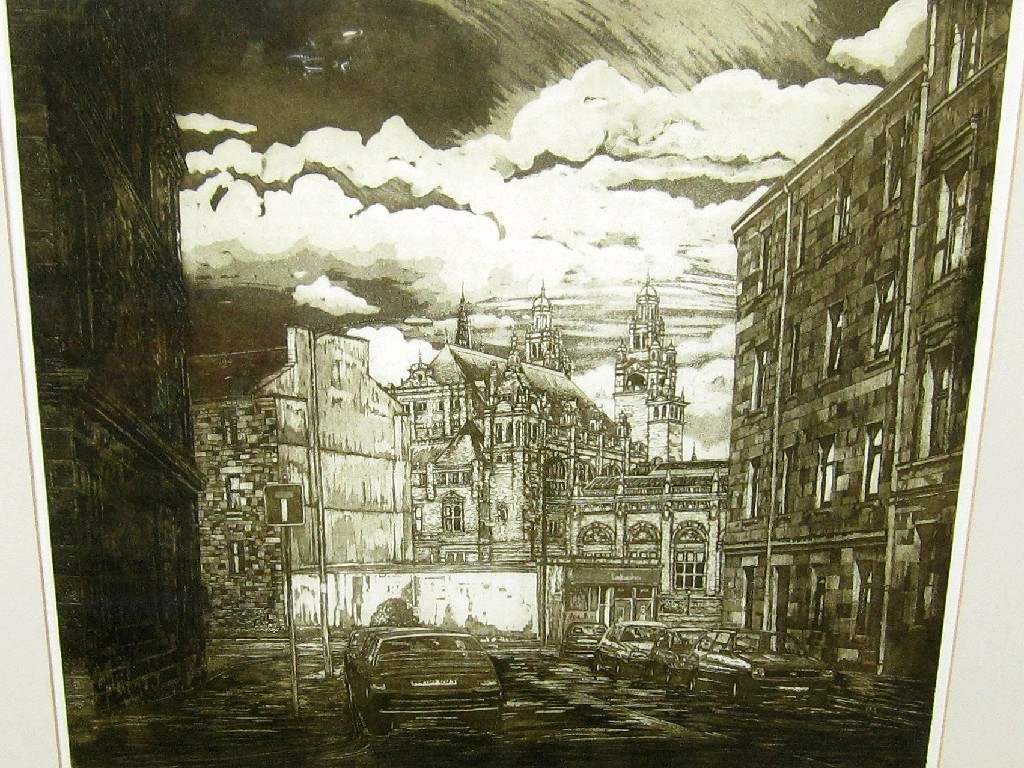 Appraisal: IAN C McNICOL Aquatint 'Glasgow Art Gallery' signed and entitled