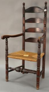 Appraisal: Primitive ladderback great chair having four slats sausage turnings and