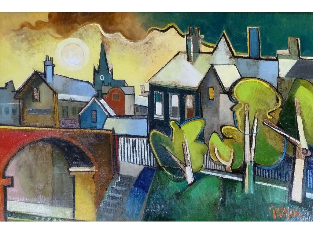 Appraisal: GEOFFREY KEY b OIL PAINTING ON CANVAS 'Railway Embankment' signed