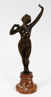 Appraisal: C French Bronze Sculpture of Standing Nude Woman FRANCE LATE