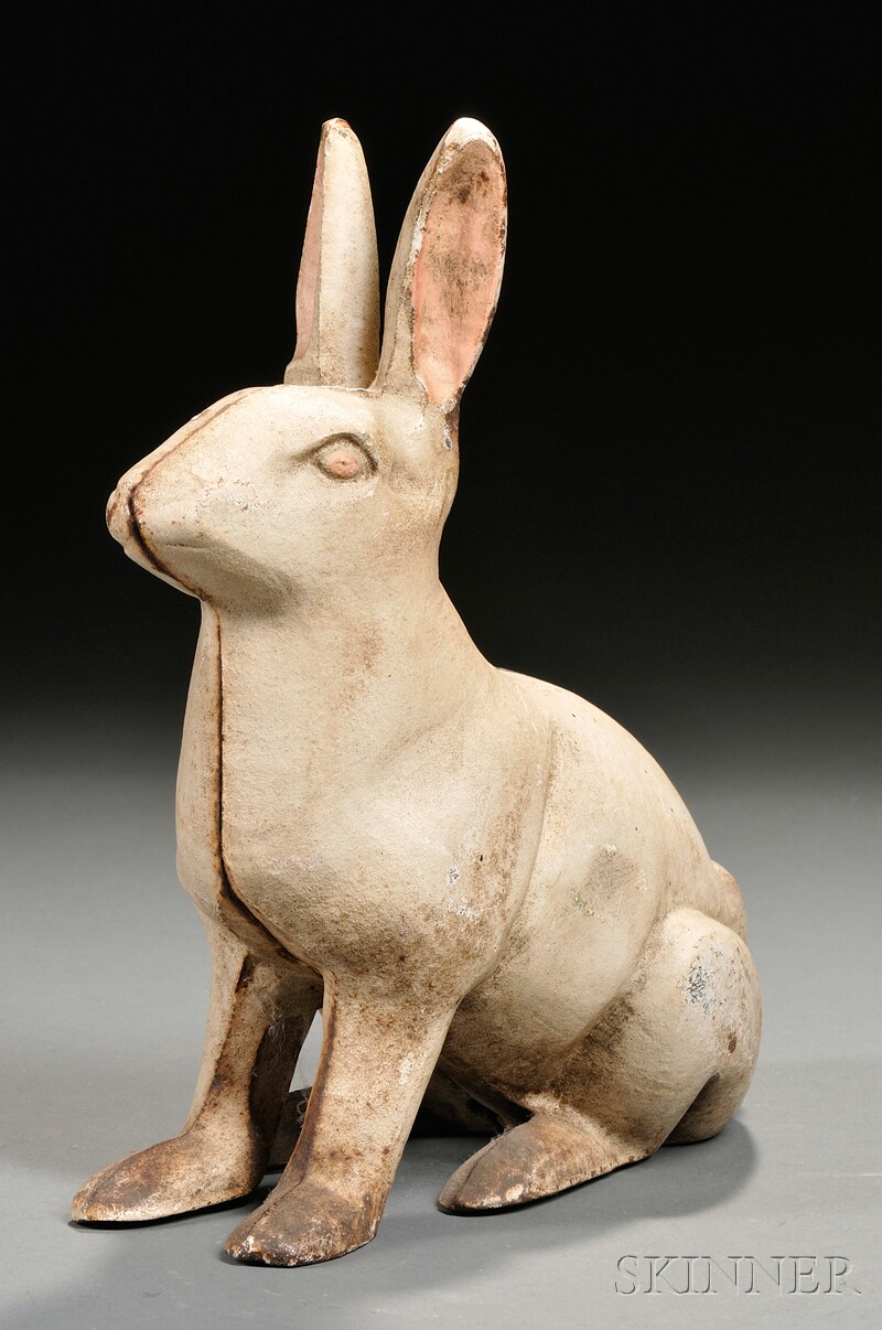 Appraisal: Painted Cast Iron Rabbit Figure America late th early th