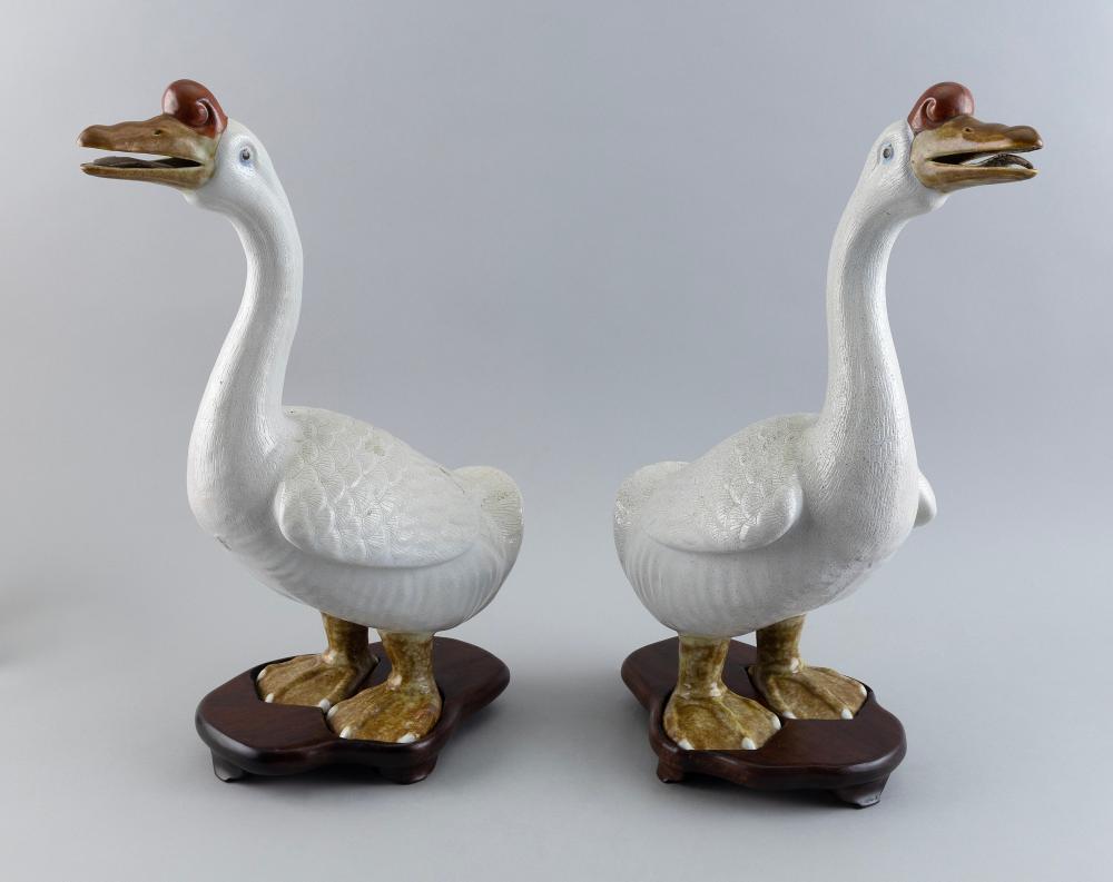 Appraisal: PAIR OF CHINESE WHITE PORCELAIN GEESE EARLY TH CENTURY HEIGHTS