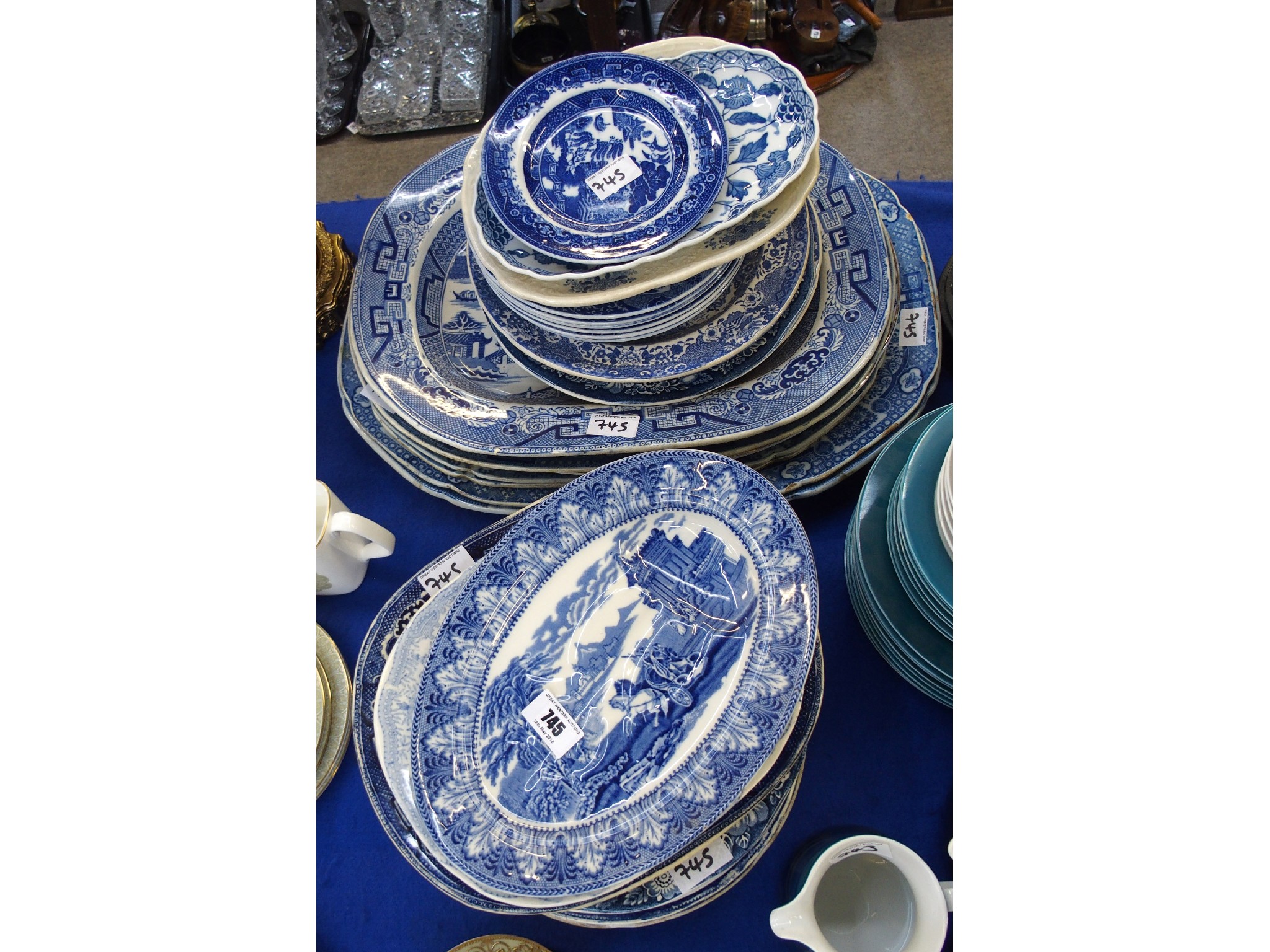 Appraisal: Assorted blue and white platters dishes plates etc