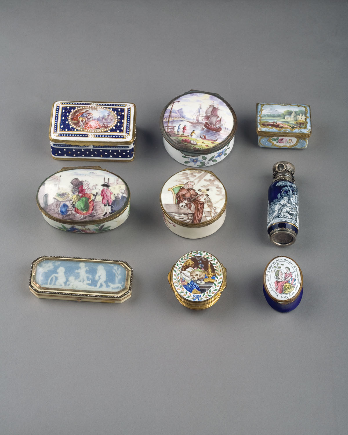 Appraisal: CONTINENTAL OVAL ENAMEL SNUFF BOX DEPICTING 'ALCHEMY ' Finely painted