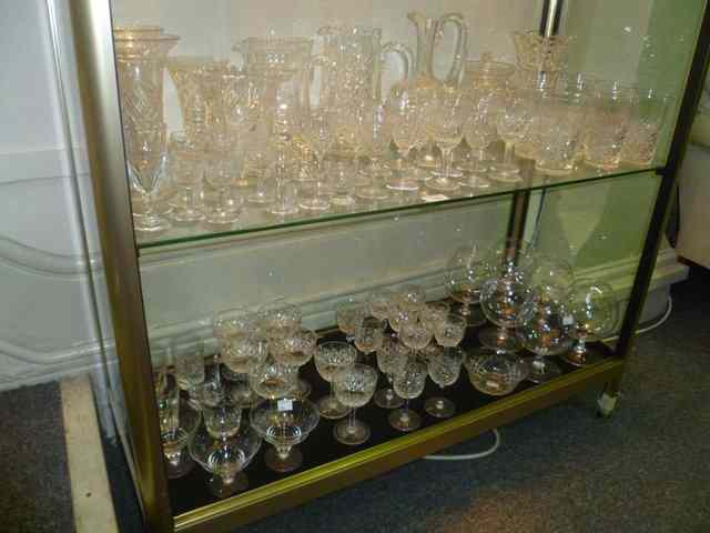 Appraisal: A LARGE COLLECTION OF CUT GLASS WARE to include eight