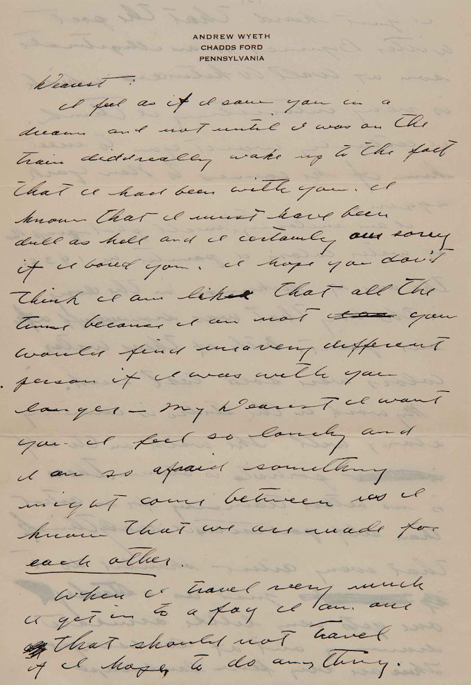 Appraisal: Letter from ANDREW WYETH American - to Alice Moore Letter