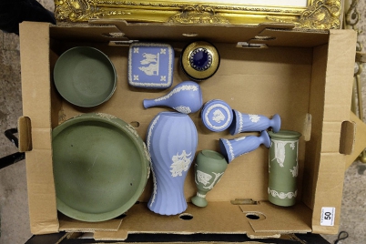 Appraisal: A collection of Wedgood jasperware to include large green egg