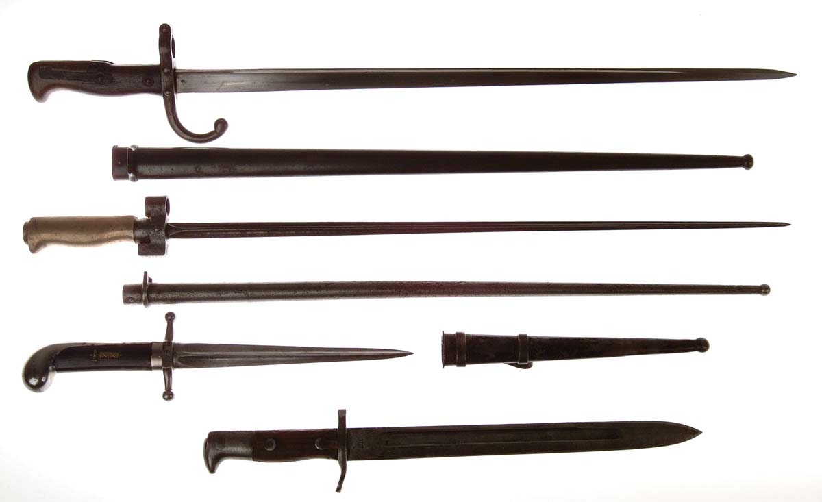 Appraisal: LOT OF APPROX BAYONETS FIGHTING KNIVES Lot includes one case