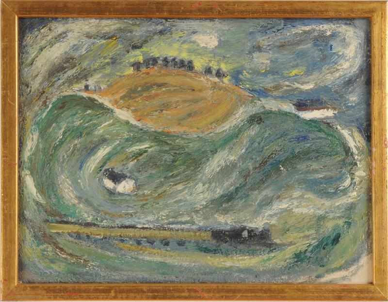 Appraisal: JANET CHASE AMERICAN TH C UNTITLED TRAIN IN A LANDSCAPE