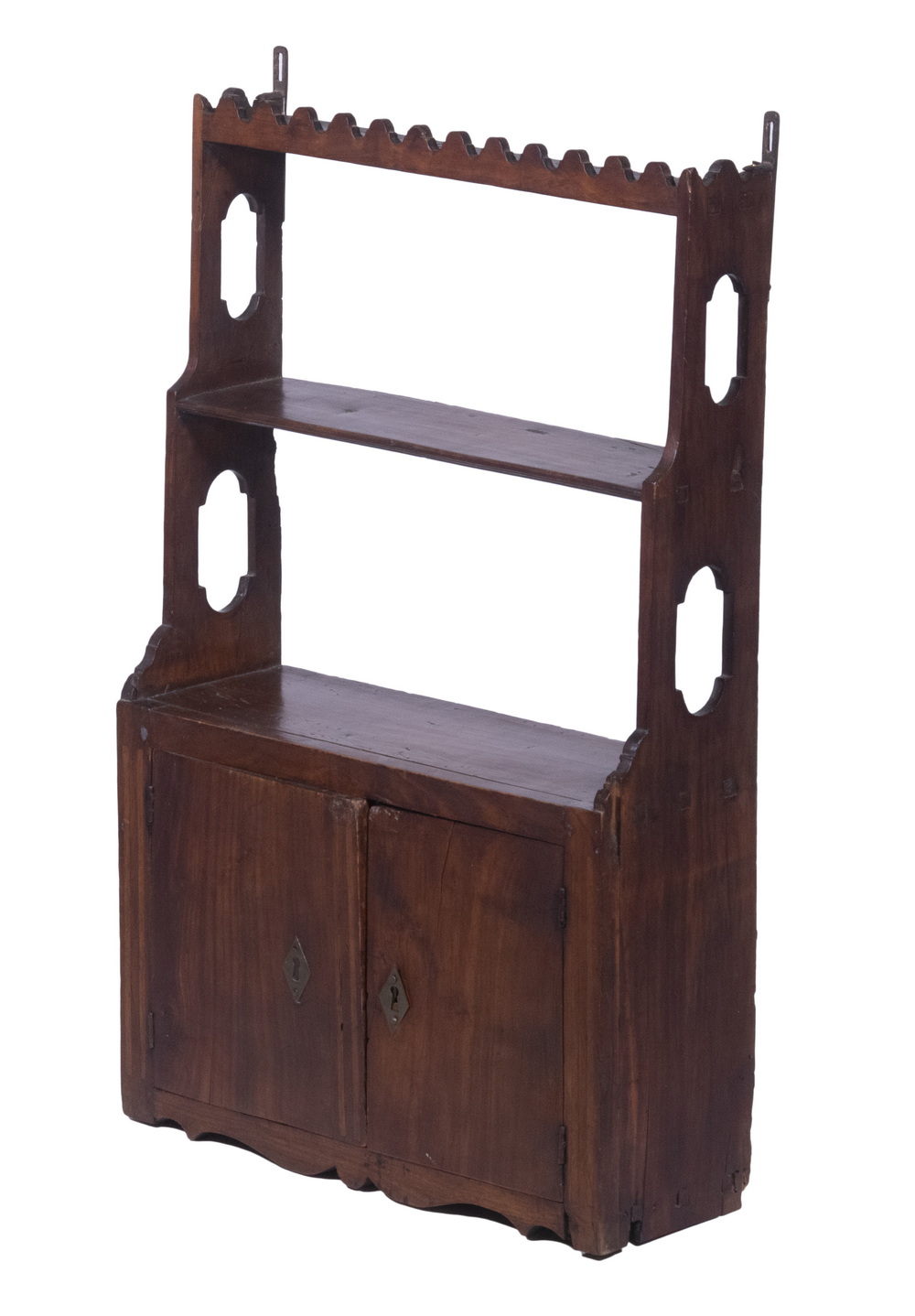 Appraisal: C SMALL MAHOGANY WALL SHELF CABINET Black Walnut Wall Unit