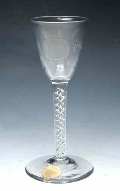 Appraisal: AN ENGLISH ALE GLASS inscribed 'No Excise' and engraved with