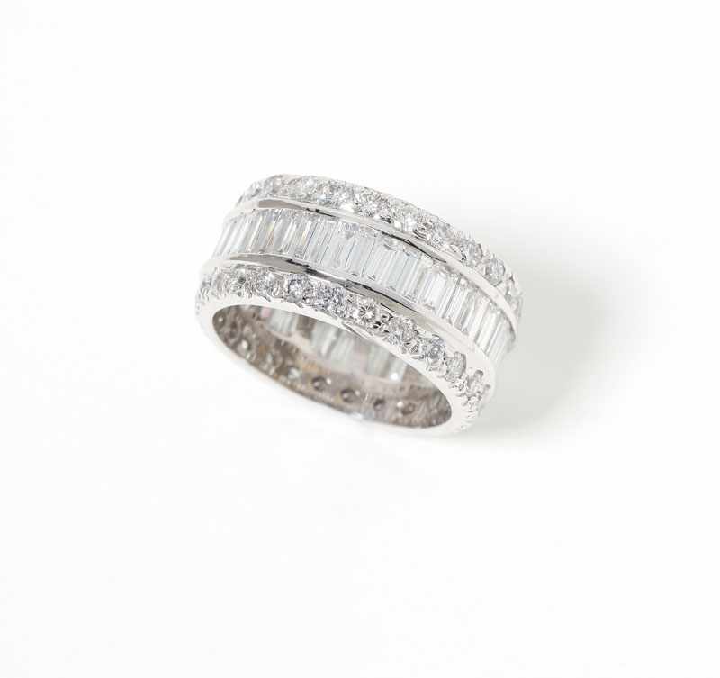 Appraisal: K white gold set with baguette and full-cut round diamonds