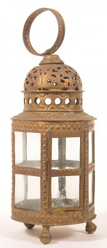 Appraisal: Brass th Century Indonesian Candle Lantern Brass th Century Indonesian